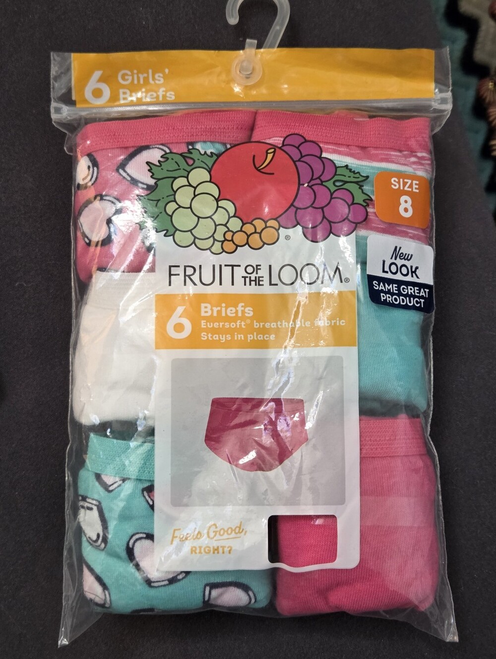 6 Fruit of the Loom Girls Size 8 Briefs bundle pack